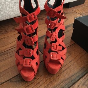 High platform peep toe shoes - Coral